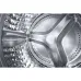 Interior drum of Samsung WW80T4040CX/RQ Washing Machine with diamond-textured steel and curved fins for gentle agitation.