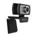 Angled side-front view of the Verbatim 1080p Full HD Webcam highlighting its lens and extended mounting bracket.