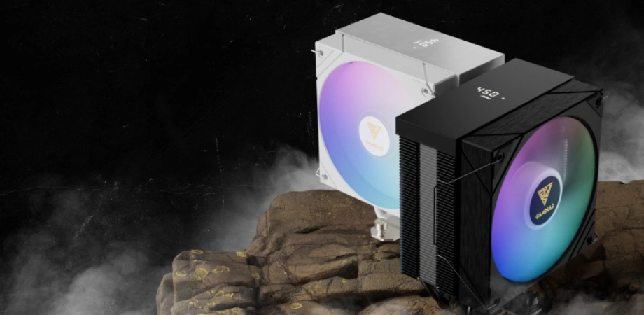 Gamdias BOREAS M2-51D ARGB Air CPU Cooler show cased in both black and white color